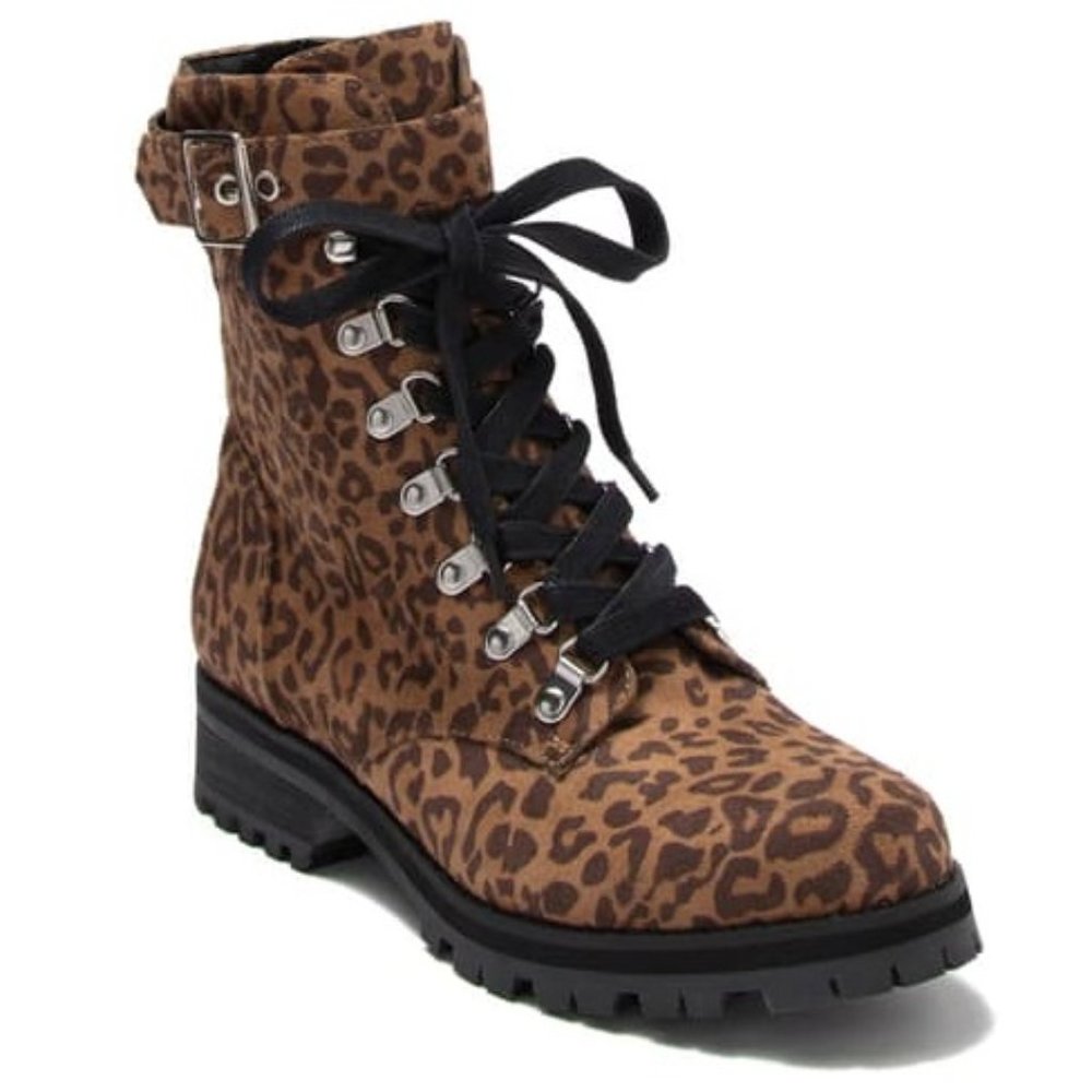 NWT Abound Victor Suede Leopard Print Combat Boots